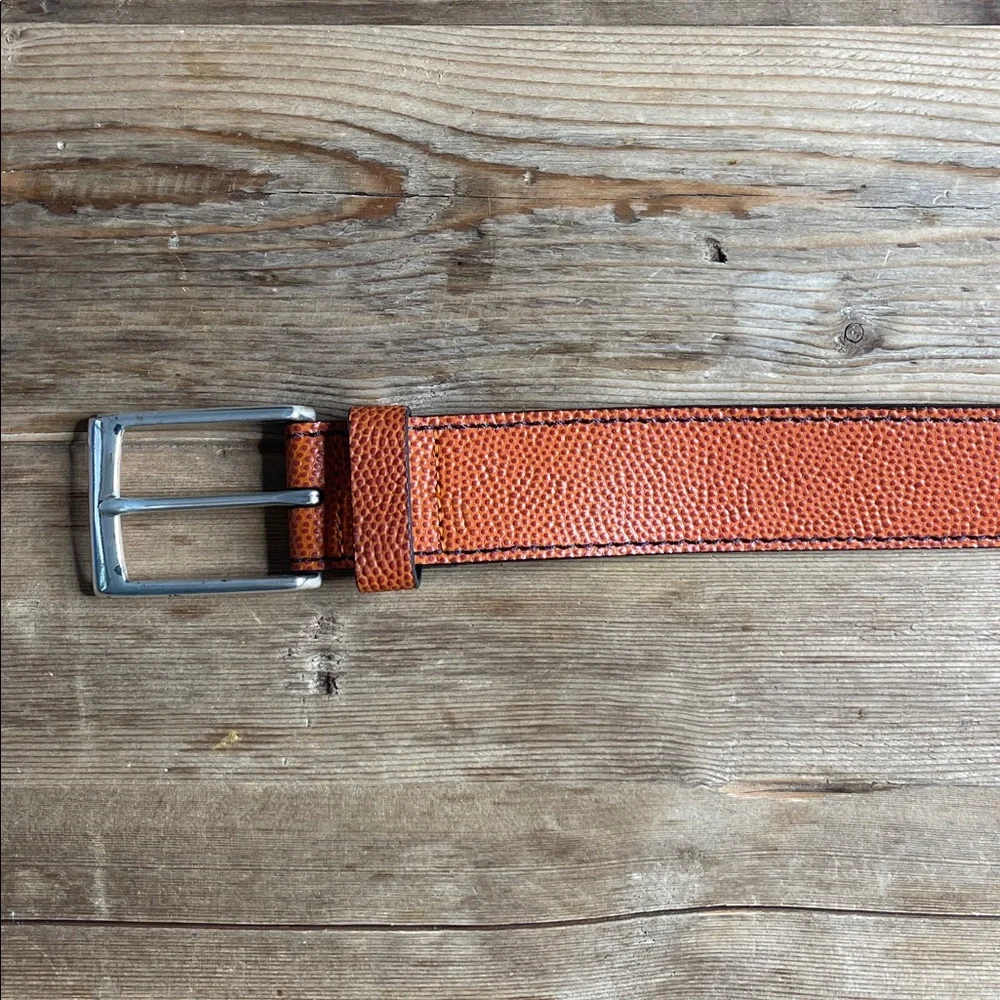 Rare Allen Edmonds Naismith NBA Basketball Grip Orange Grain Leather Belt